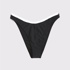 Abercrombie & Fitch Ultra High-Leg Cheeky Bikini Bottoms - M - Black White